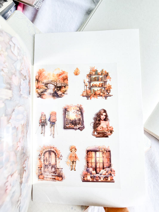 DSB-5350 | Four Seasons Tales Sticker Book | Featuring Vintage-Style Dreamy Aesthetics | 20 Sheets 10.5 * 14.8cm