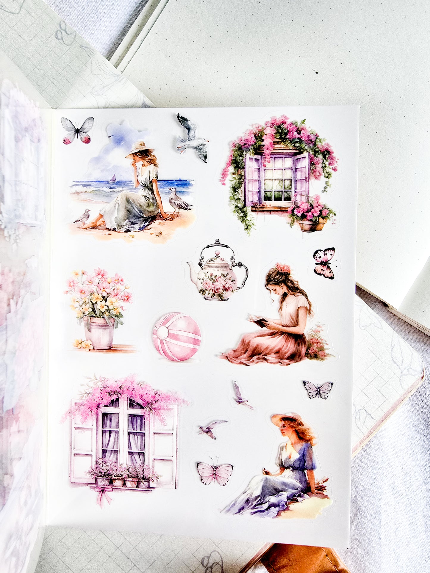 DSB-5349 | Four Seasons Tales Sticker Book | Featuring Vintage-Style Dreamy Aesthetics | 20 Sheets 10.5 * 14.8cm