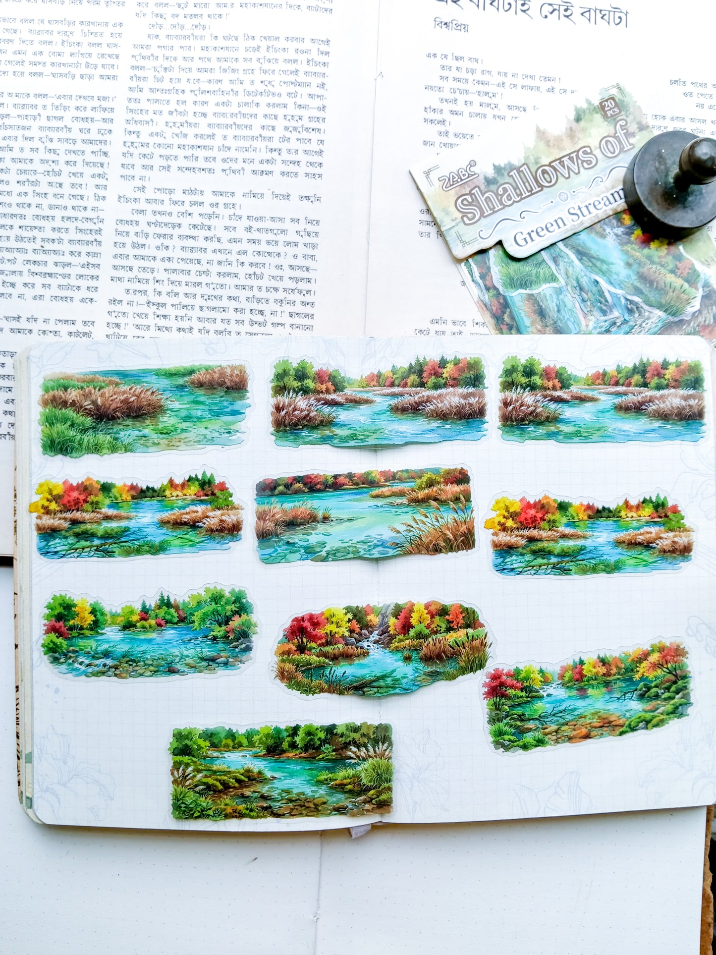 SYXQ-404 | Shallows Of Green Stream PET Sticker 20pcs | 70* 80mm