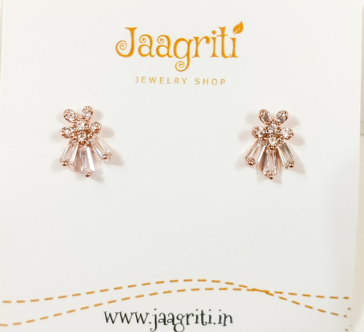 Anti Tarnish Diamond Earring Rose Gold