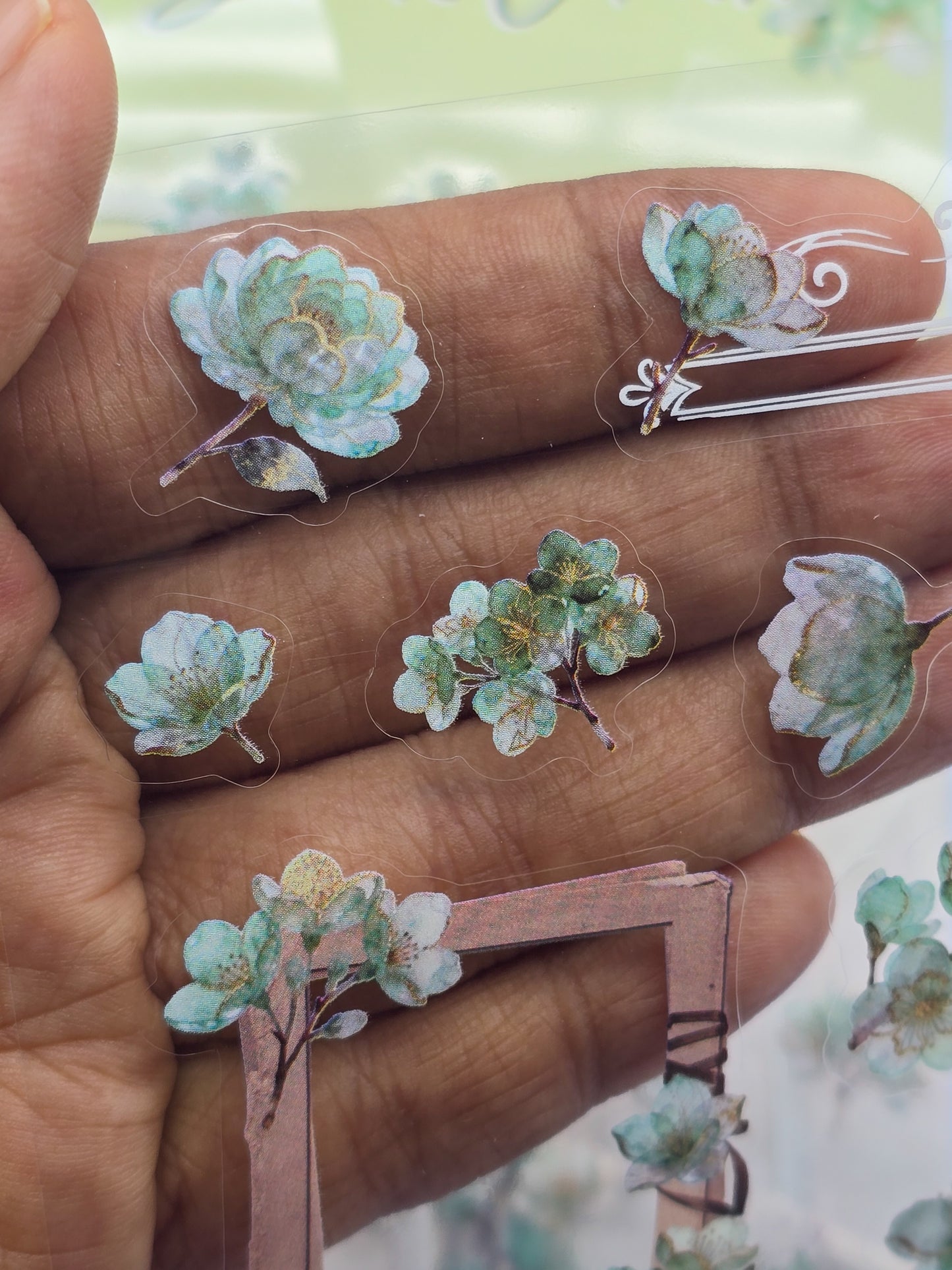 KJHY-605 | Selene Green | PET | Watercolour Flower Asthetic sticker | 100* 150mm