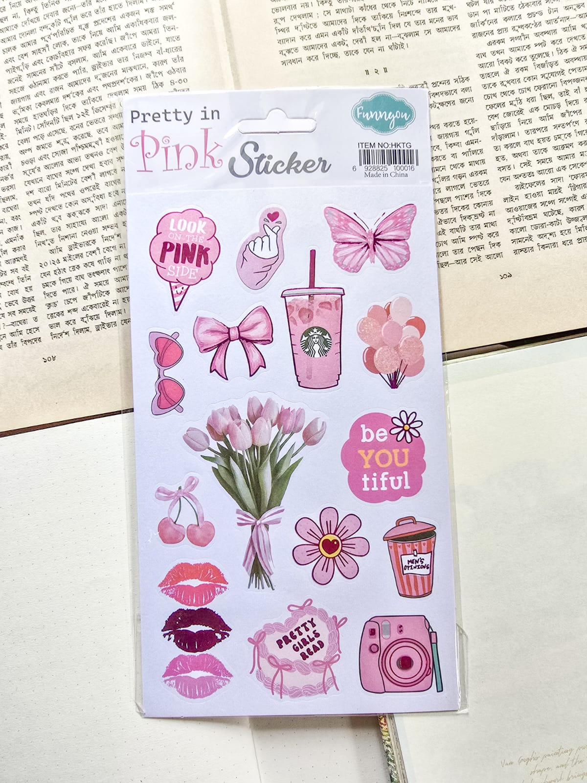 HKTG | Pretty In Pink Decorative Pre Cut Sticker 1pcs | 21×12.5
