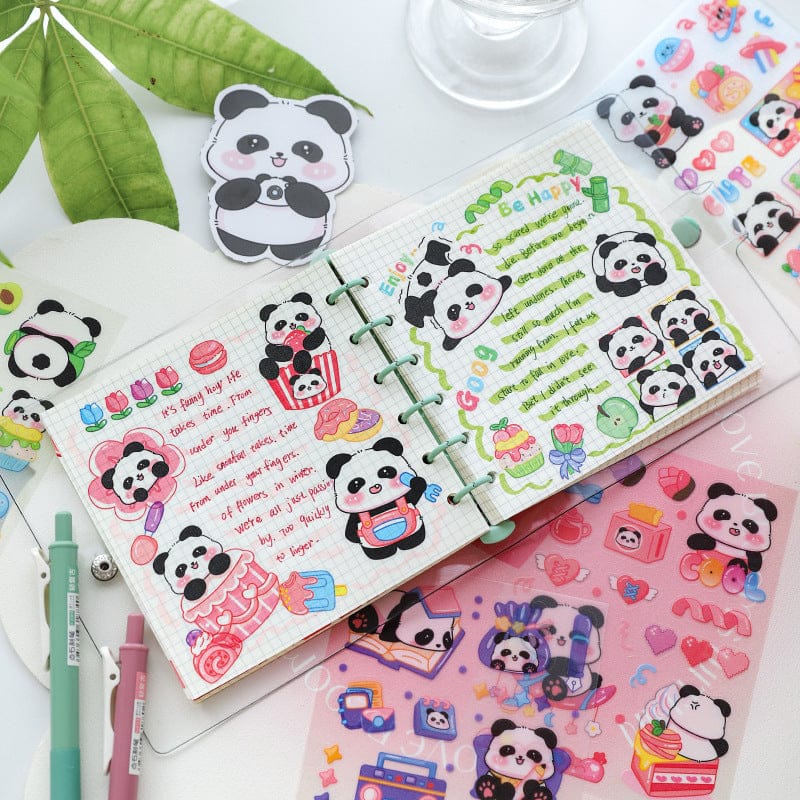 DS-0401|G-9| Panda Translucent Kawaii Sticker| PET | 4 Sheets | 105*180mm