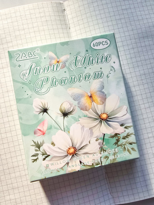 SJHY601|R-C| - Cross-border pet stickers four seasons flower language series creative flower theme handbook retro stickers 60 pieces into 6 types