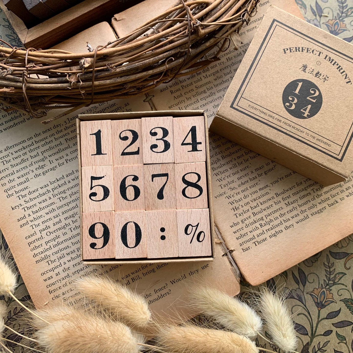 Number Wooden Stamp 12 Pcs ( stamp Size : 2.5x1.7x2.5 CM)