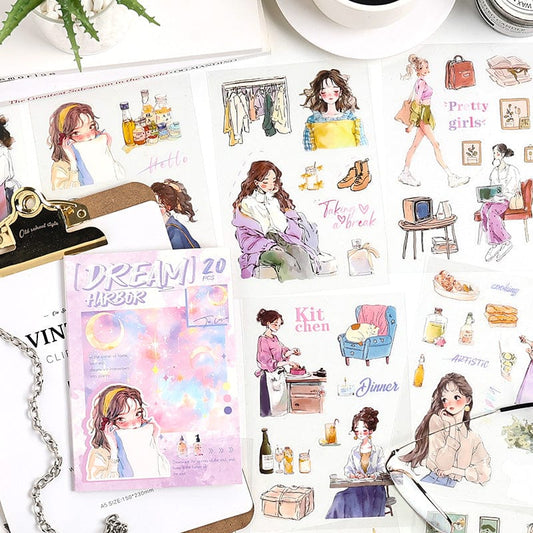 ZZPF-402| Dream Harbor transparent PET sticker sheets for scrapbooking and journaling |