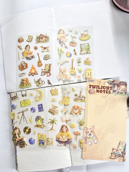 MQQL-601 | Twilight Notes Girls Aesthetic PET Sticker | 4pcs Sticker | 100*150mm