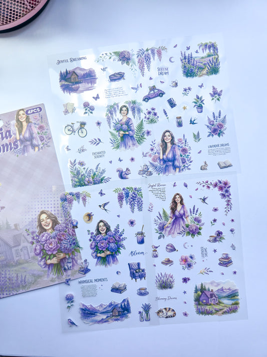 FYQL-606 | Wisteria Blooms Girls Flower Aesthetic PET Sticker |100*150mm
