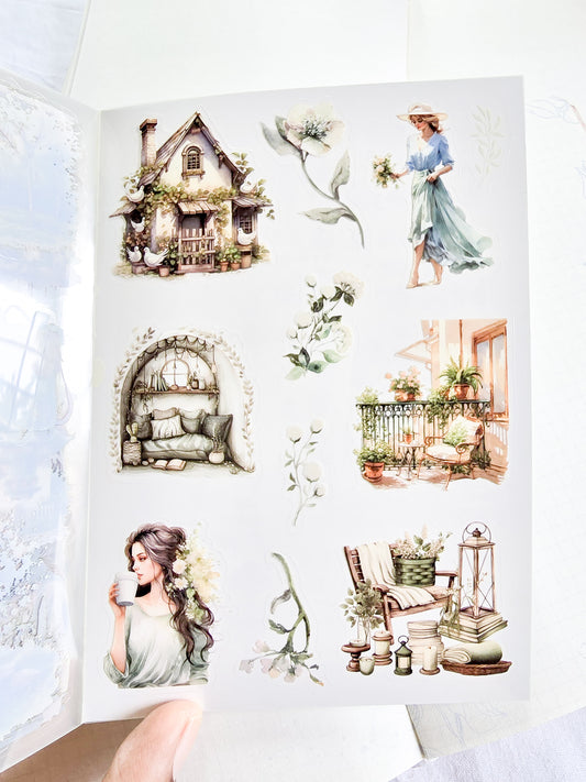 DSB-5348 | Four Seasons Tales Sticker Book | Featuring Vintage-Style Dreamy Aesthetics | 20 Sheets 10.5 * 14.8cm