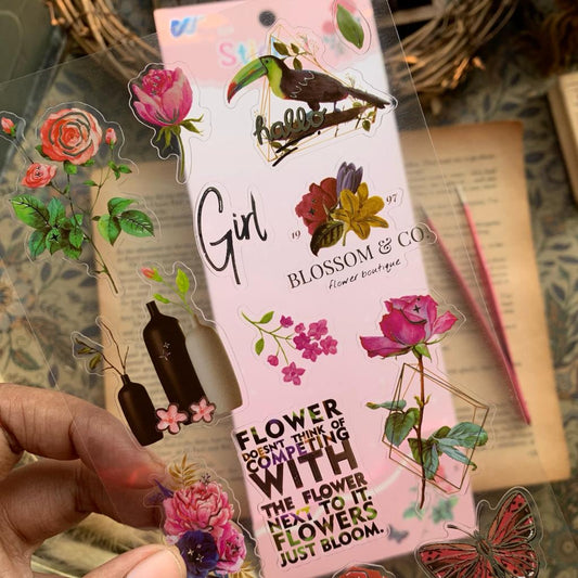 WXSU #2 Transparent Floral Pet Stickers