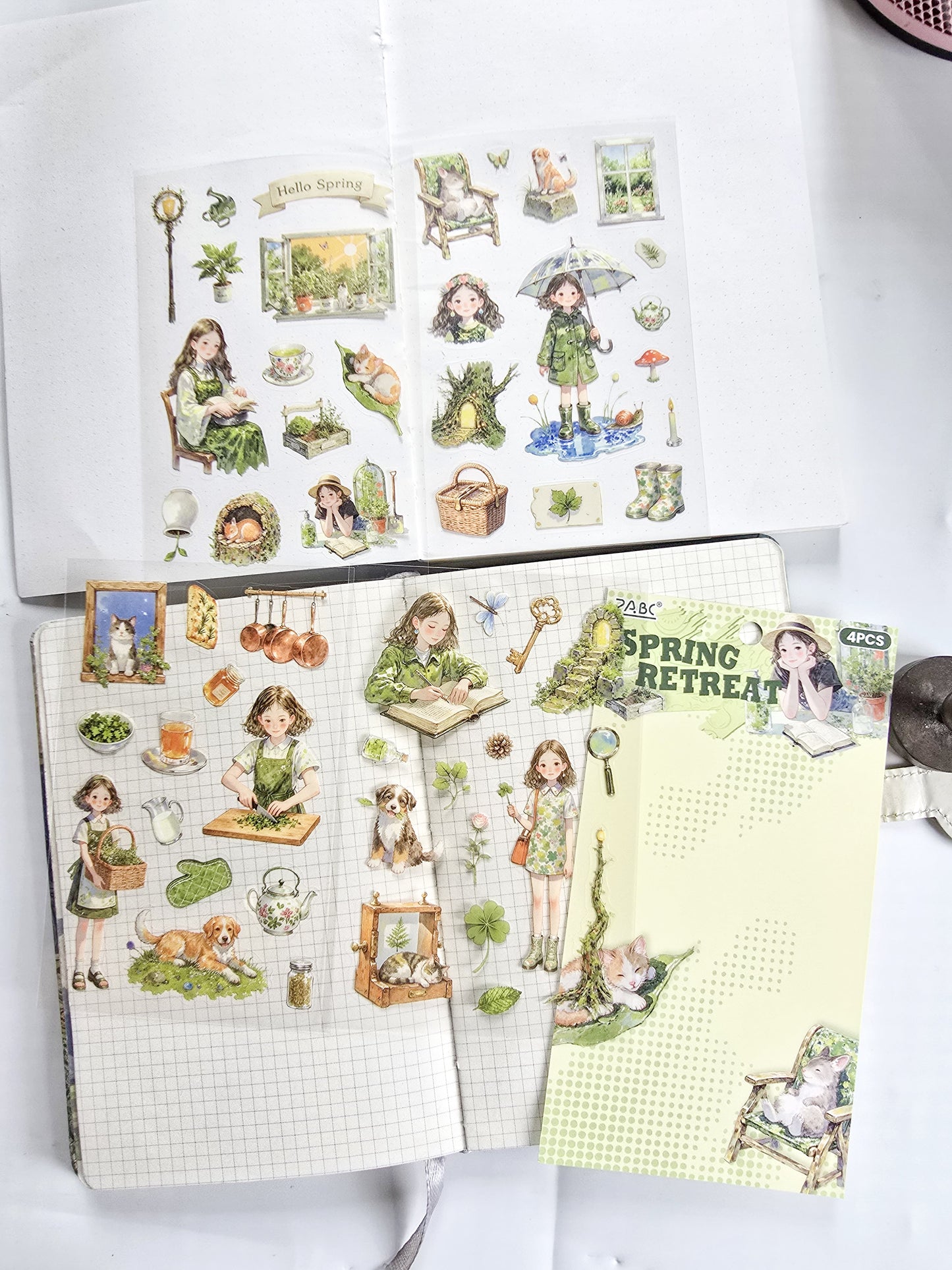 MQQL-603 | Spring Retreat Girls Aesthetic PET Sticker | 4pcs Sticker | 100*150mm