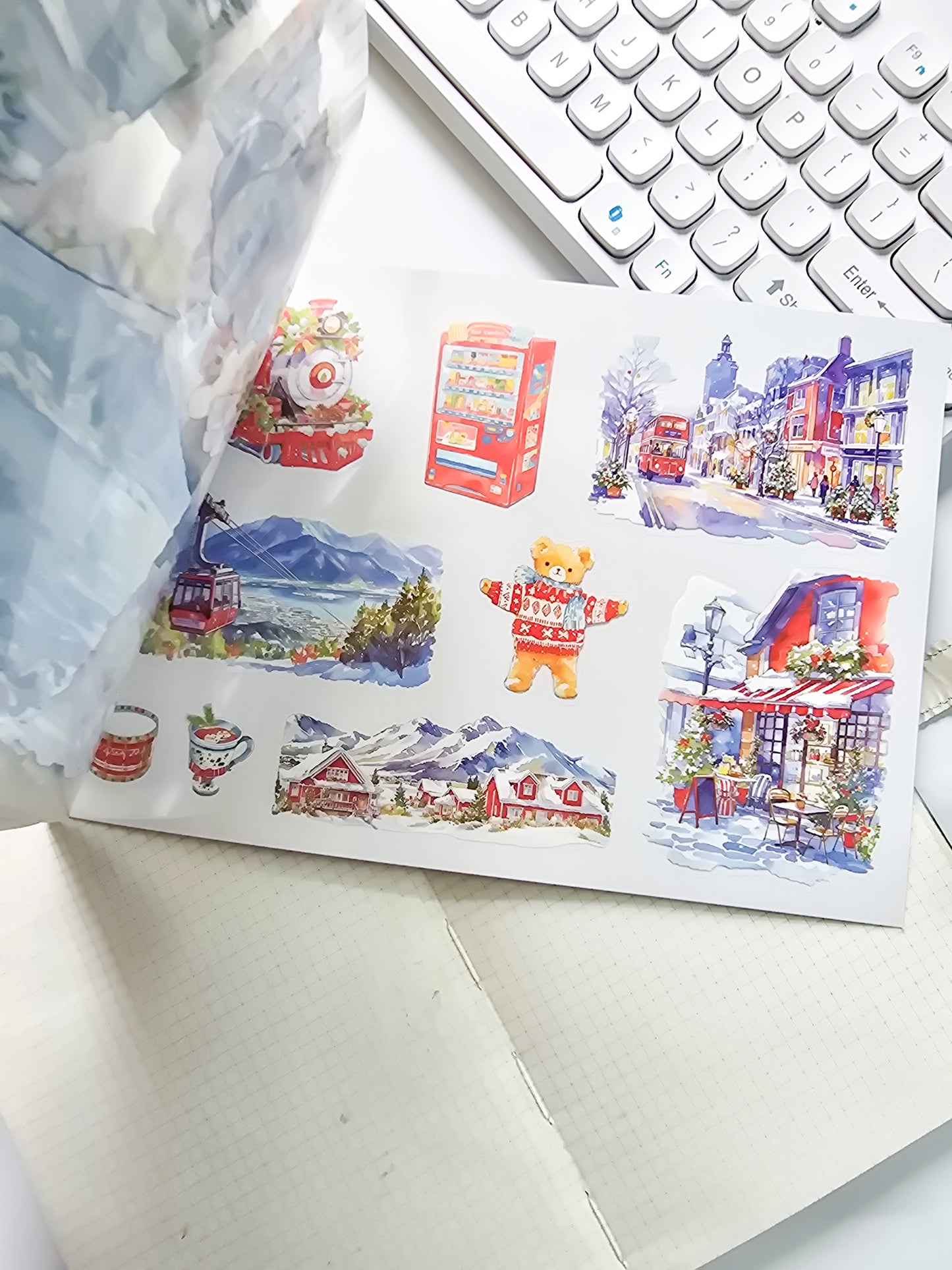 SSFW404 Scenery PET Sticker Book | Precut | 235x167mm | 20 Pages | Premium Quality | Haze Pages