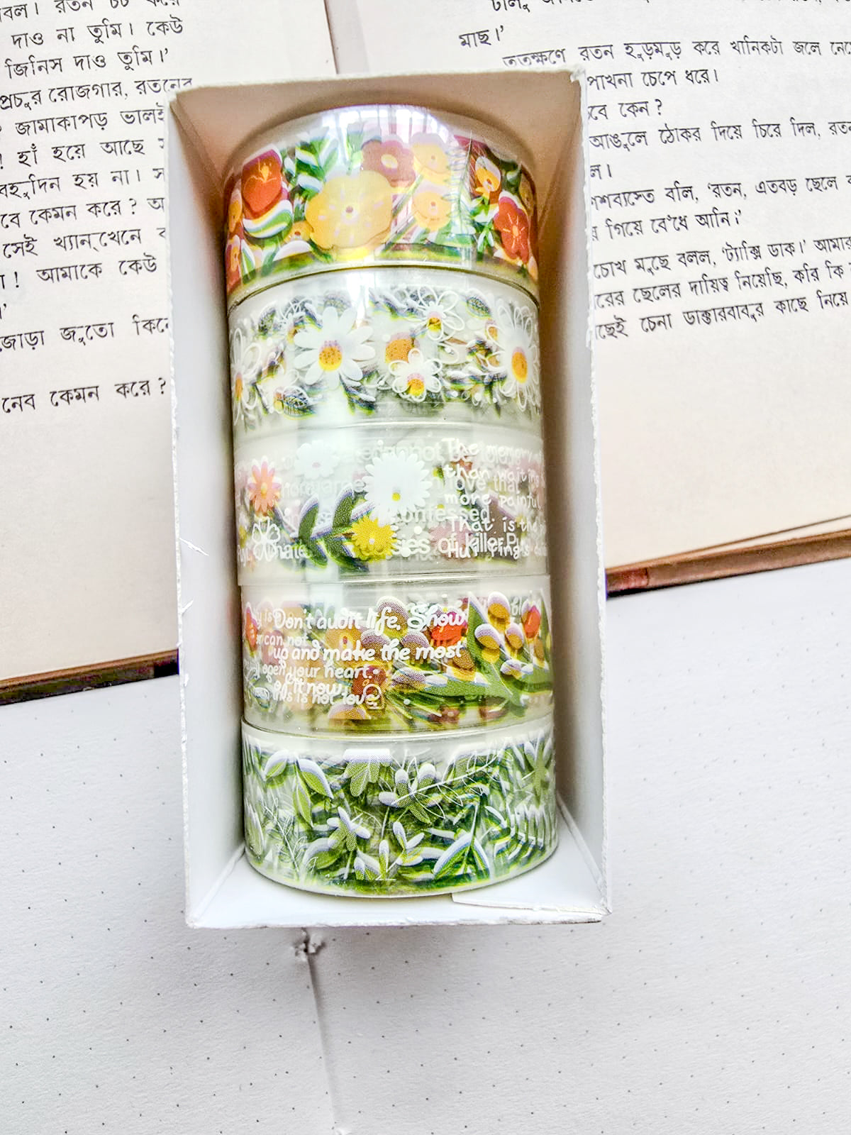 MG7839 | Decorative Charming Floral And Botanical Motif With Text Accents. PET Tape | 5pcs Roll