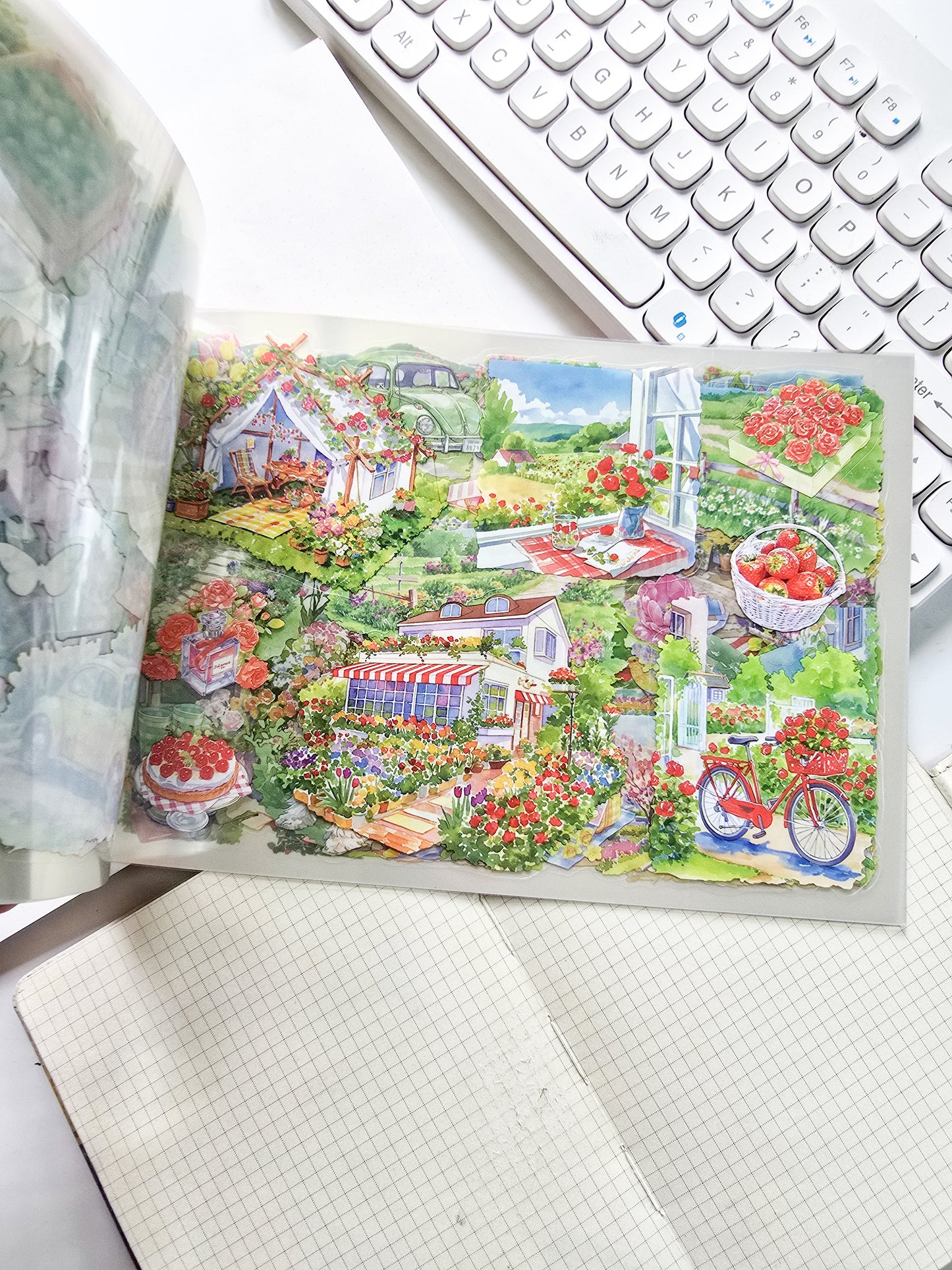 SSFW402 Scenery PET Sticker Book | Precut | 235x167mm | 20 Pages | Premium Quality | Apricot Blush