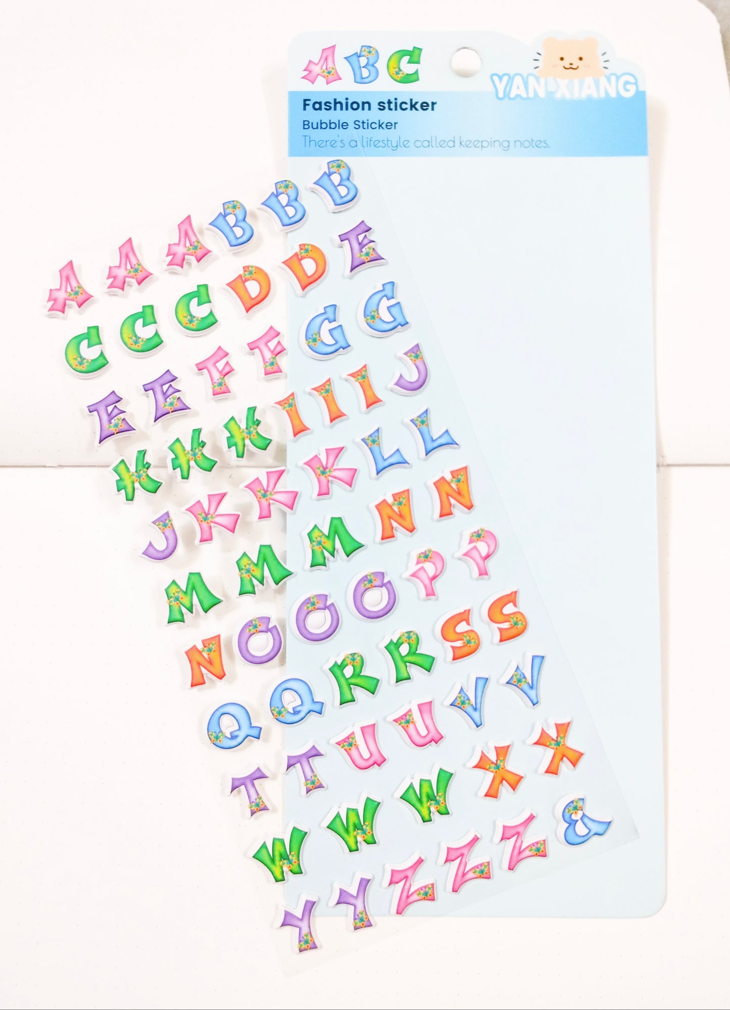 YX-155 |G-9| Alphabet sticker Colourful F 1 Sheet