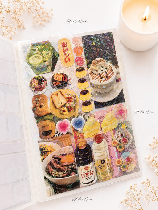 GZBBX 402 | Kawaii PET Sticker Book | Containing over 300+ aesthetic food-themed designs for Journaling and Scrapbooking | 20 Sheets