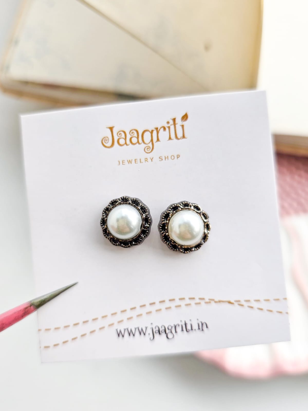 Oxidized Silver -Tone Stud Earrings