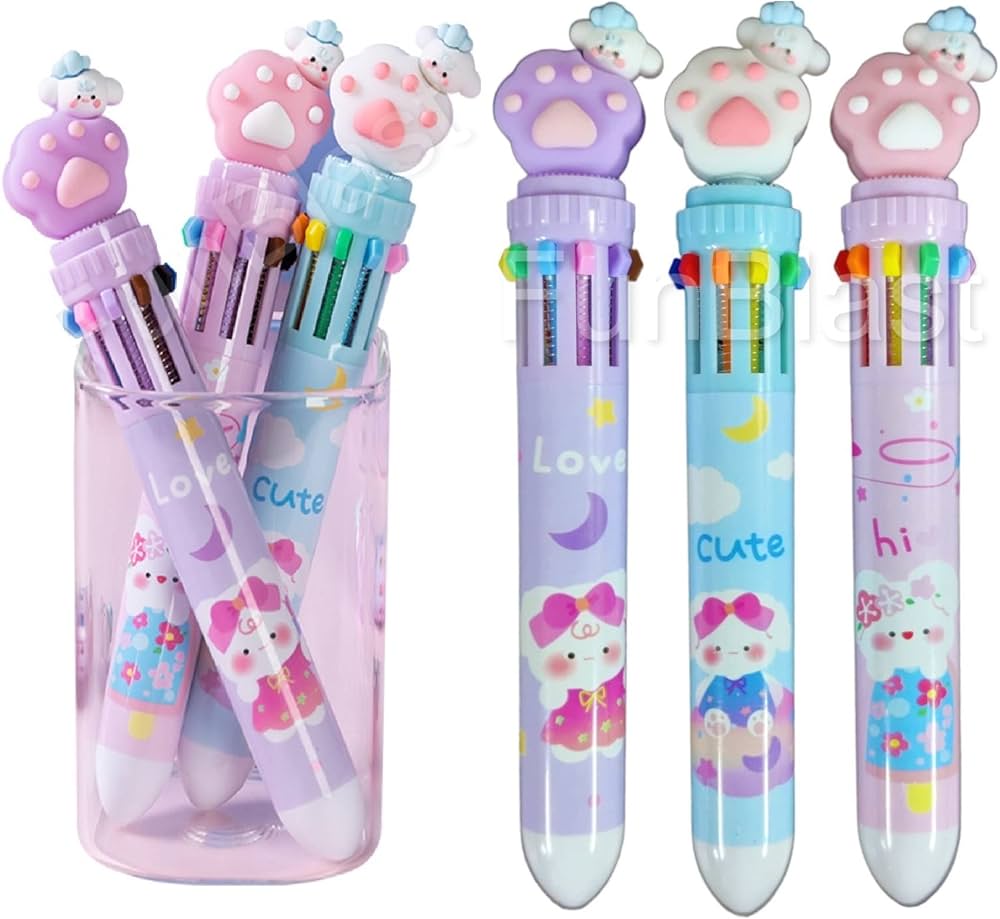 JD-6613| Multicolor Pens For Kids | Ball Pen Set For School | Cartoon Pen | Random Any One