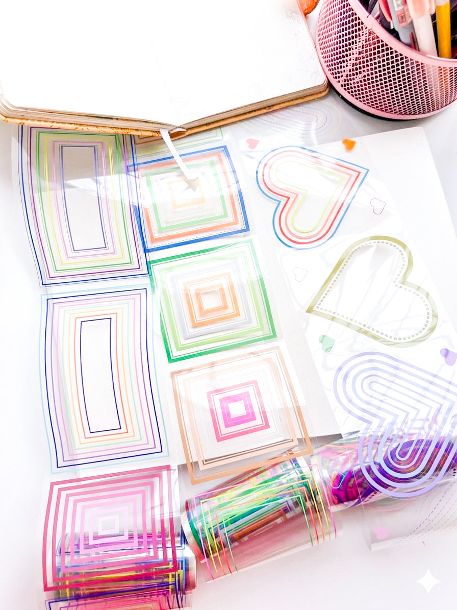 JHQY-202 | Ring Line Jianyu Geometric Clrcles Colorful Grid And Line Roll | PET 90mm *2 m |
