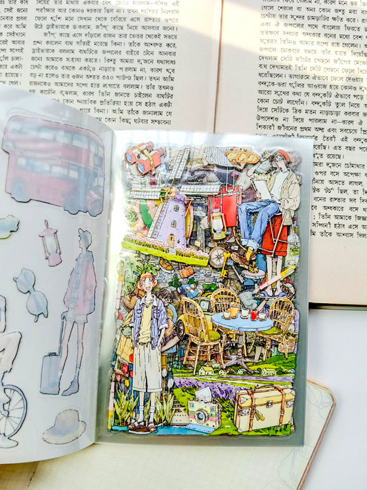 SHBJL-403 | On The Journey Character Sticker Book Over 400 Aesthetic PET Sticker daily-life themed | 100* 150mm 20Pcs