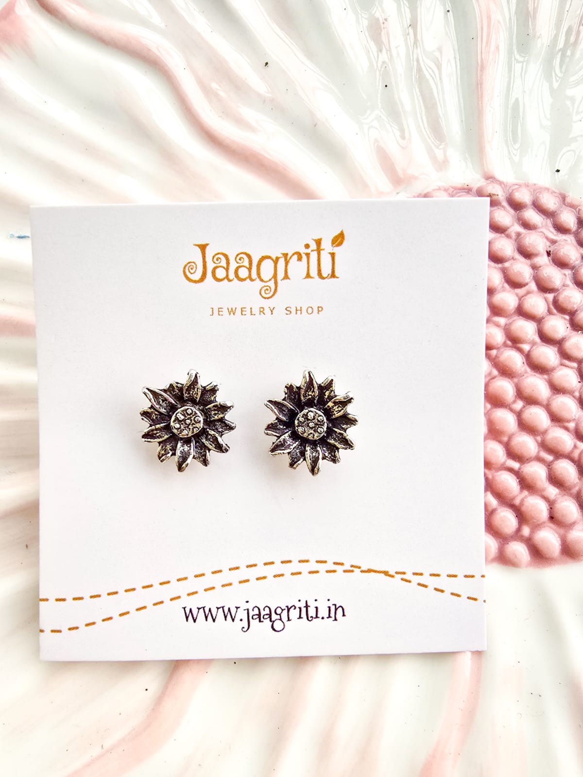 Oxidized Silver -Tone Stud Earrings