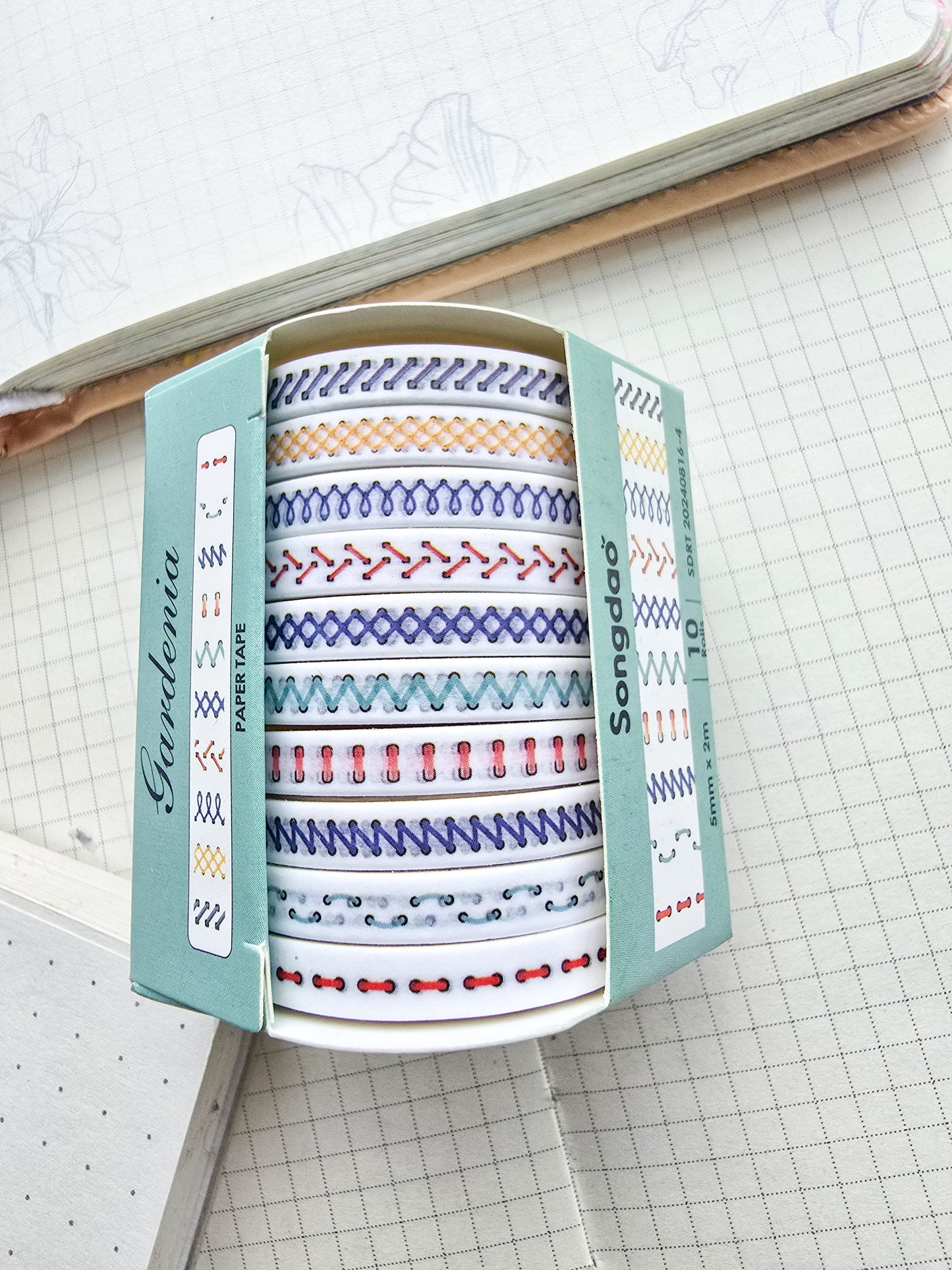 0816-4 Gardenia Thin Washi Tape Set of 10 Washi tapes | Japanese Washi Paper | 2 Meter each |