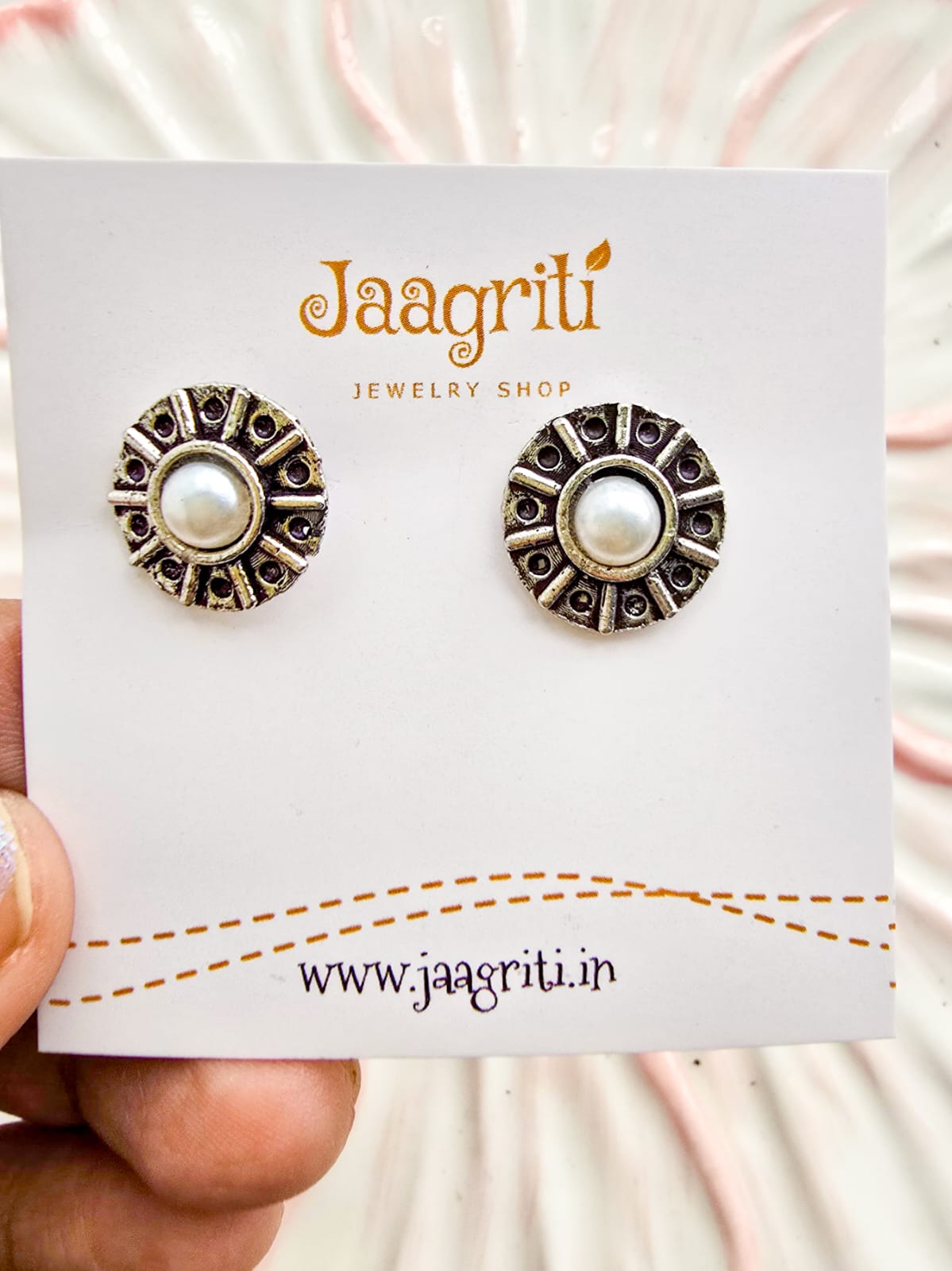 Oxidized Silver -Tone Stud Earrings