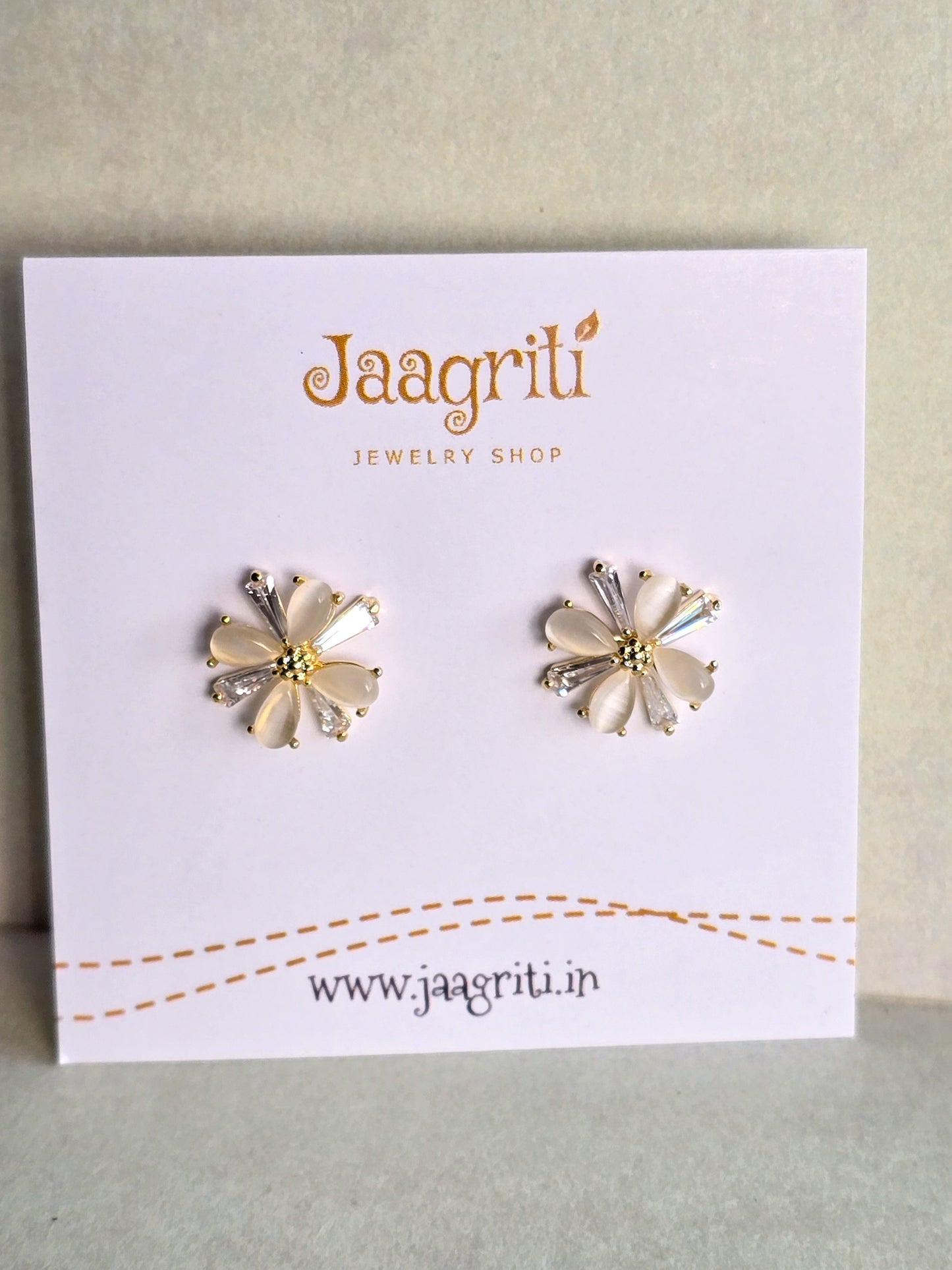 Flower Stud Korean Earring (Golden)