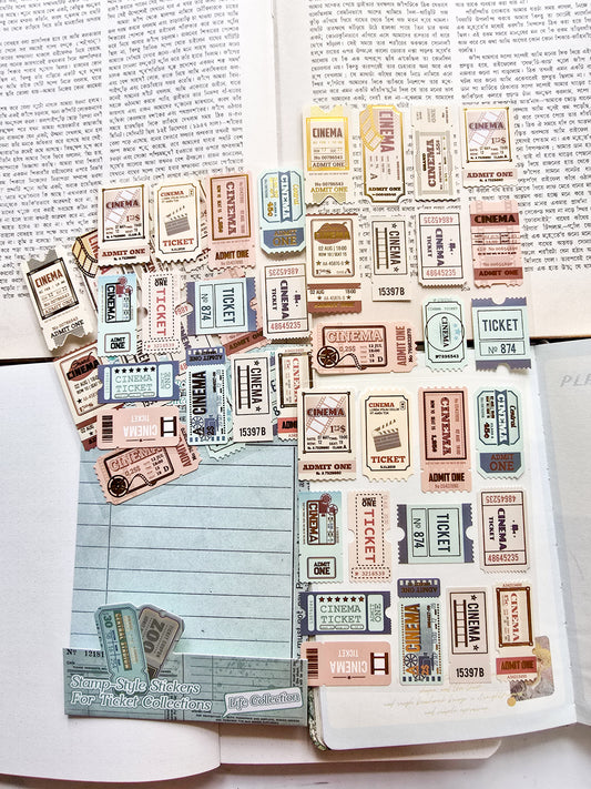 XM-TZ2938 | Stamp-Style Stickers For Ticket Collections | 4pcs | 18.6×12mm
