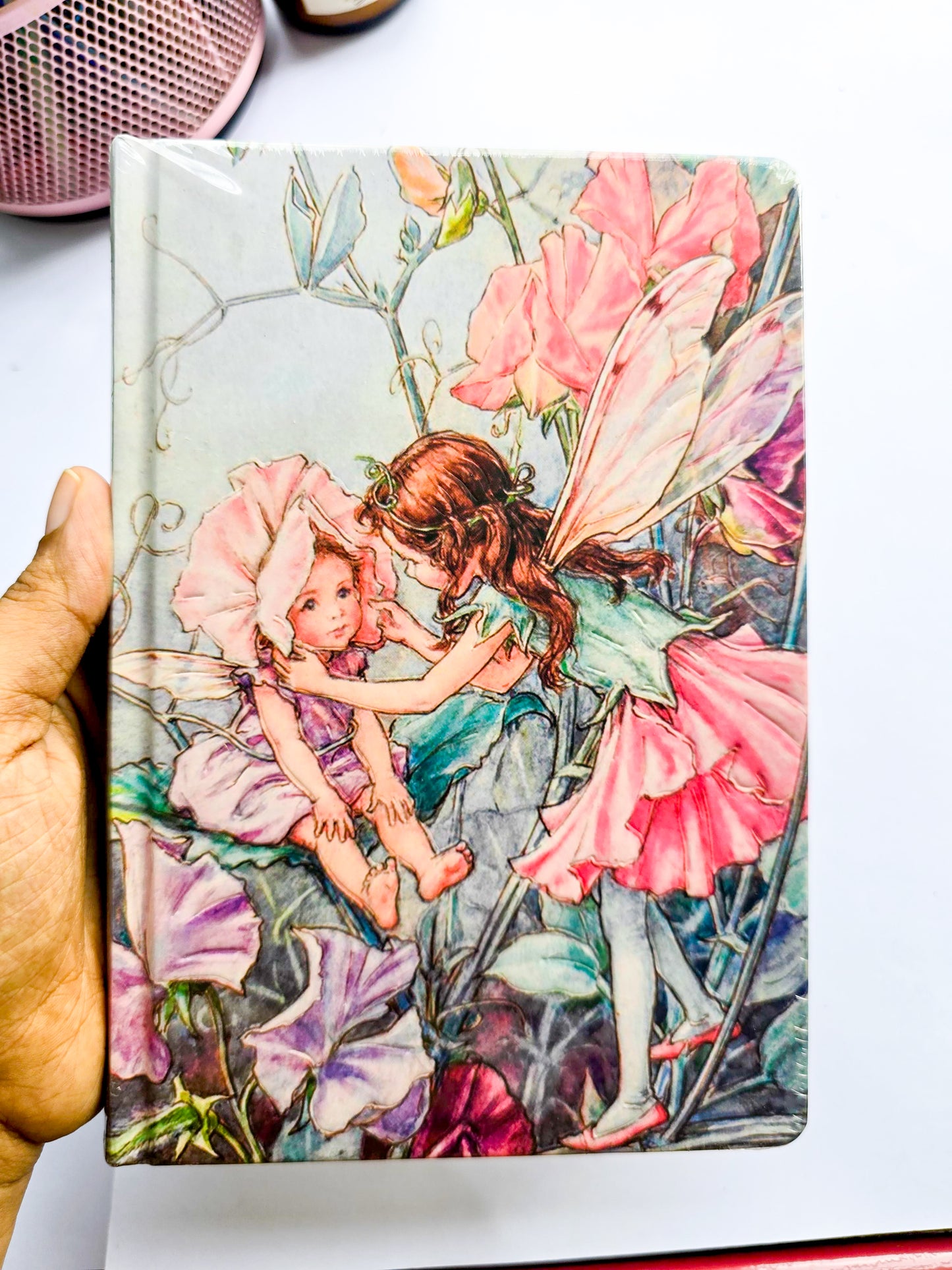 JZA5128-2557 | Flower Fairies Notebook Features a Vibrant Illustration Titled The Sweet Pea Fairies By Cicely Mary Barker.
