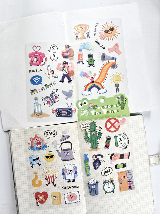 RCGQT-604 | Cartoon Pattern PET Sticker Emotional Tiny Things | 100*150mm