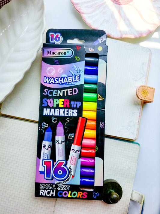 MCR - 1990-29 | 16pc Scented Markers | Washable Scented Super Tip Color Full Markers |