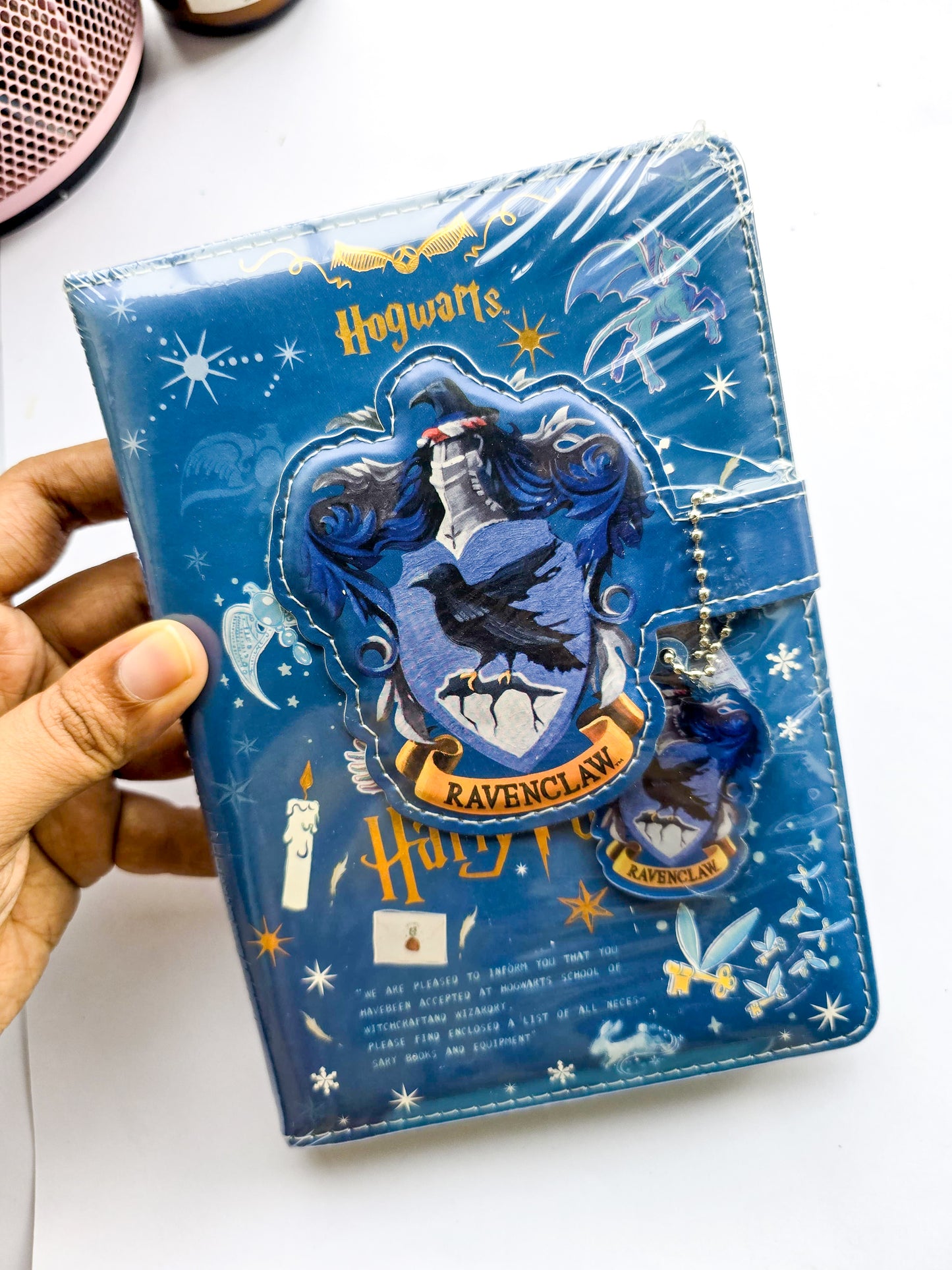 MG2669 | Harry Potter Ravenclaw-Themed Notebook Featuring a 3D Emblem Of The House Crest On a Blue PU Leather Cover