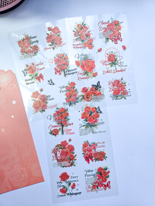 MGMD-402 | Velvet Passion flower | PET | Asthetic Sticker sheet |150*100mm