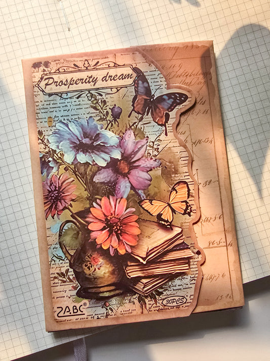 JLMB601 - material paper banana Lin Mobo series retro floral theme diy sticky material 30 sheets into