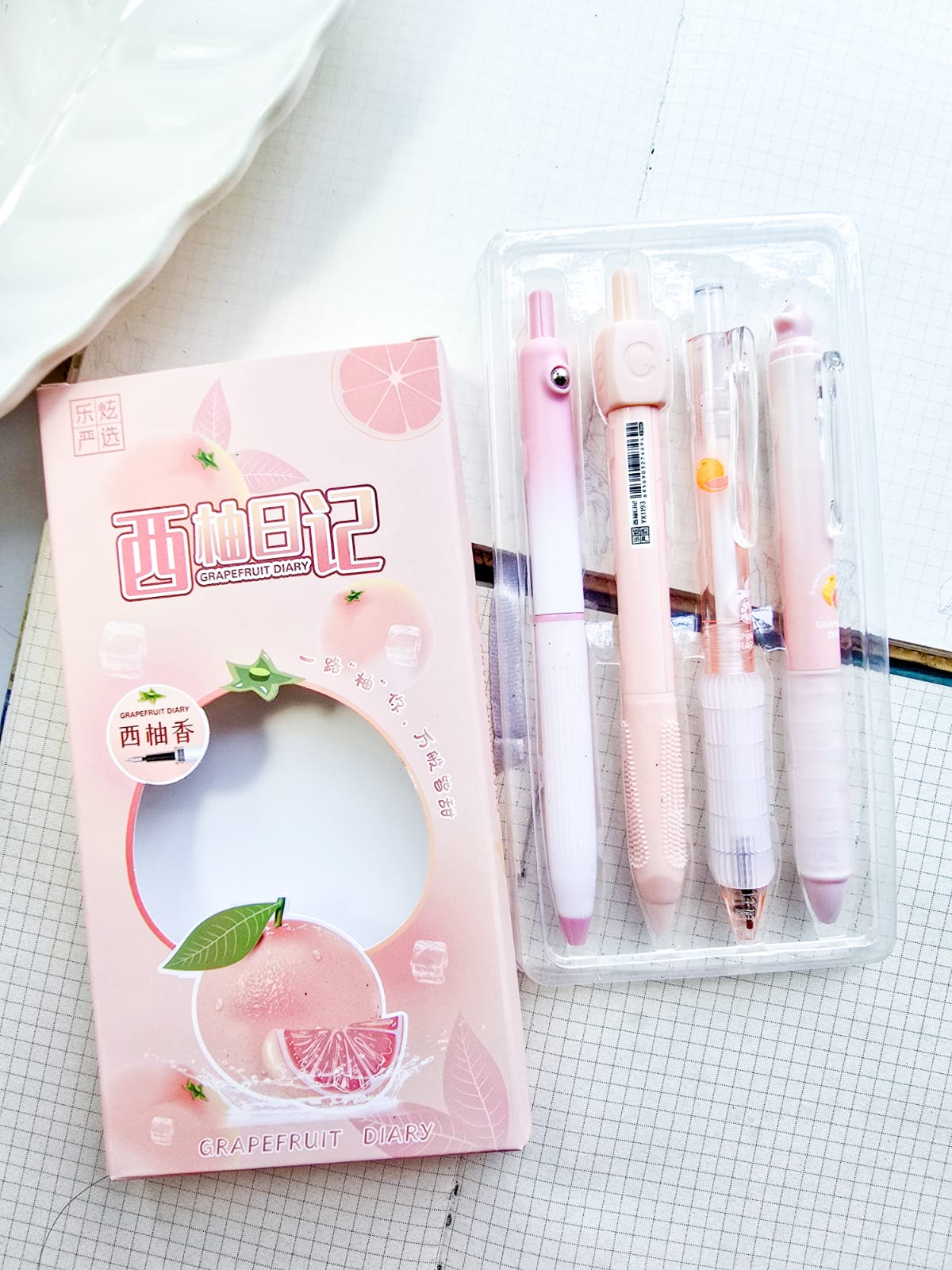 YX1193 | Grapefruit Diary Aesthetic scented Gel Pen Set | 4pcs |