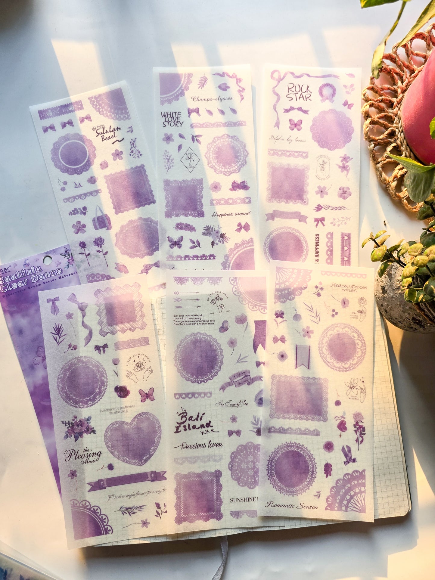 SCMJ601 - material pack watercolor dream series ins wind and paper hand curtain retro film DIY sticker | Purple
