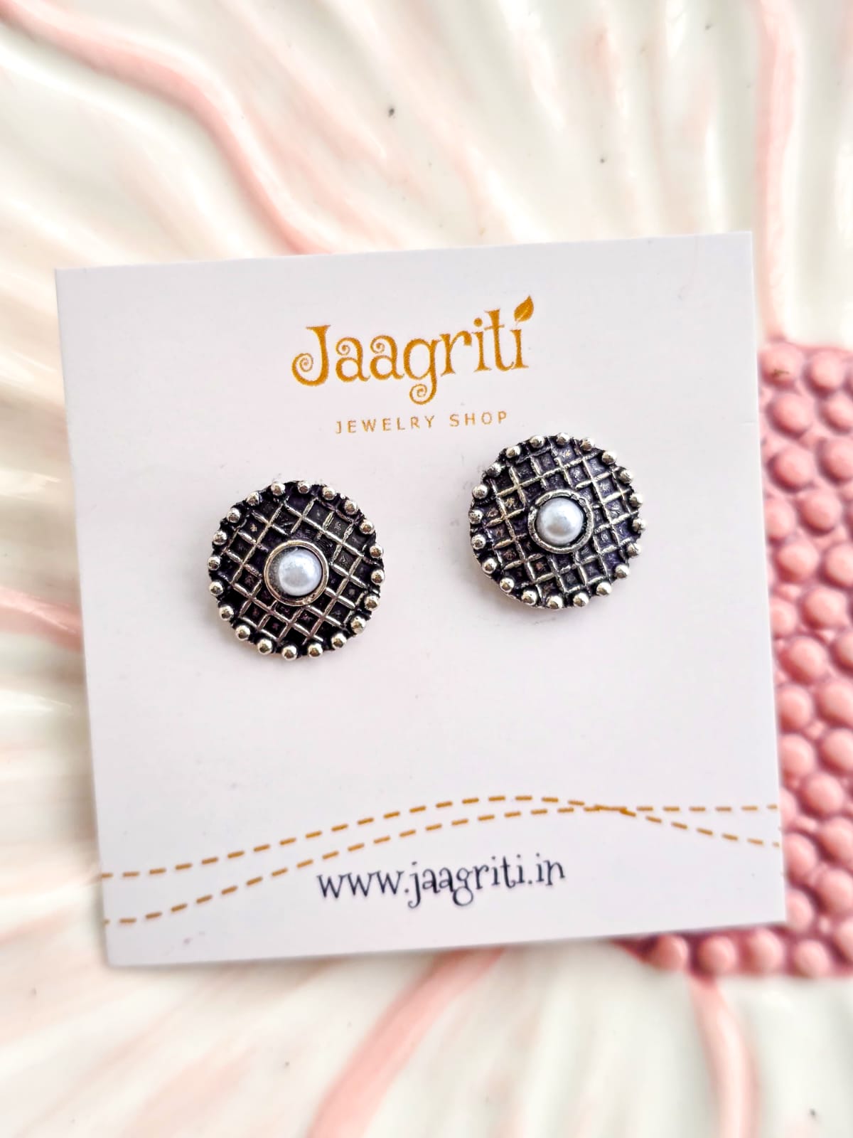 Oxidized Silver -Tone Stud Earrings