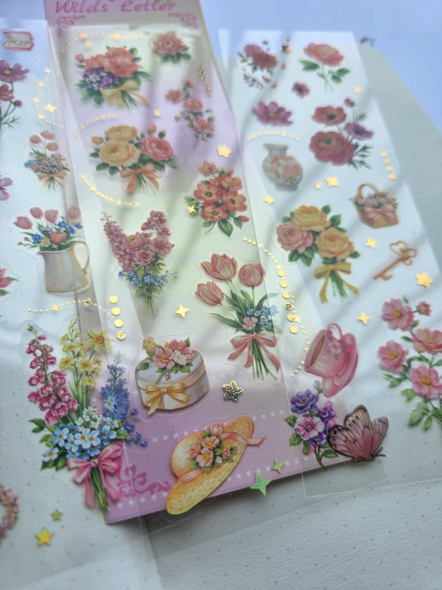 XYHX-401 | Spring Wilds Letter flower Asthetic| PET |Sticker | 150*60mm