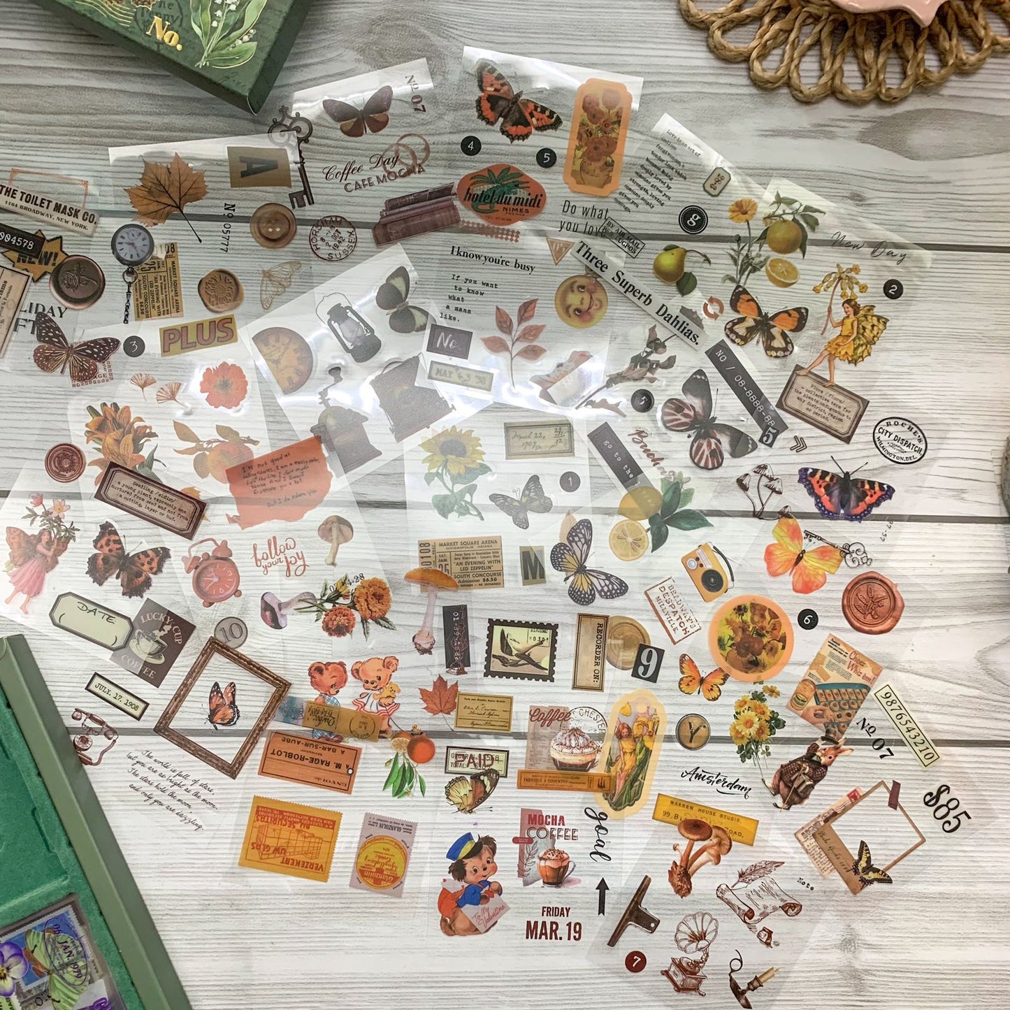 Narrative Poetry | Best Vintage Sticker Collection | 100 pcs PET stickers in each box | 640 stickers Green Box