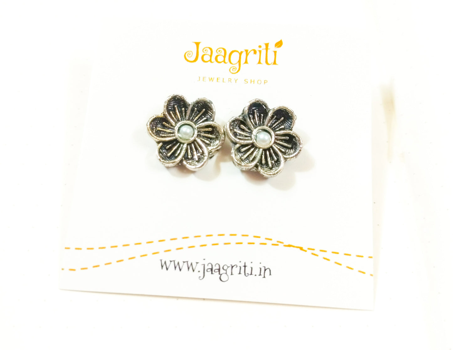 Oxidized Silver -Tone Stud Earrings