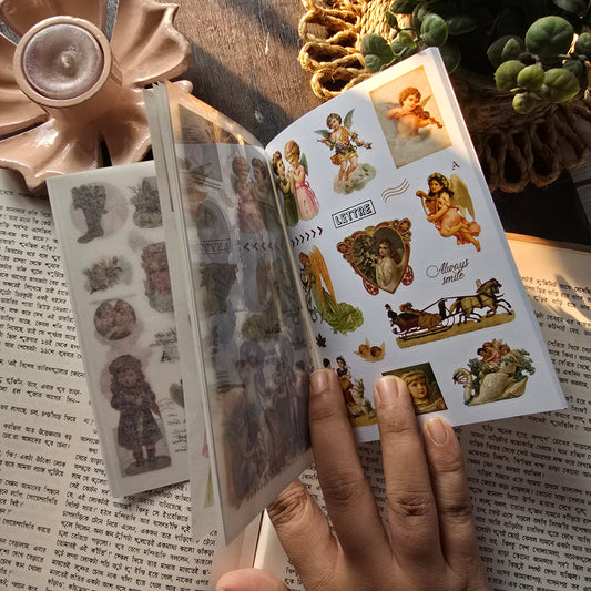 KQ0081AM Angel memory Booklet (Retro Manor Series) | 20 Sheets. Vintage Sticker Book