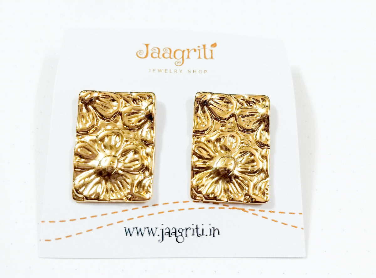 Floral Design Box Earrings