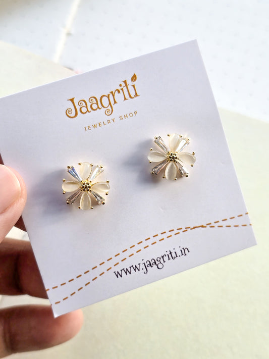 Flower Stud Korean Earring (Golden)