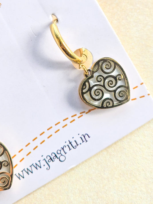 Love Drop Earing with Mother of Pearls Inside