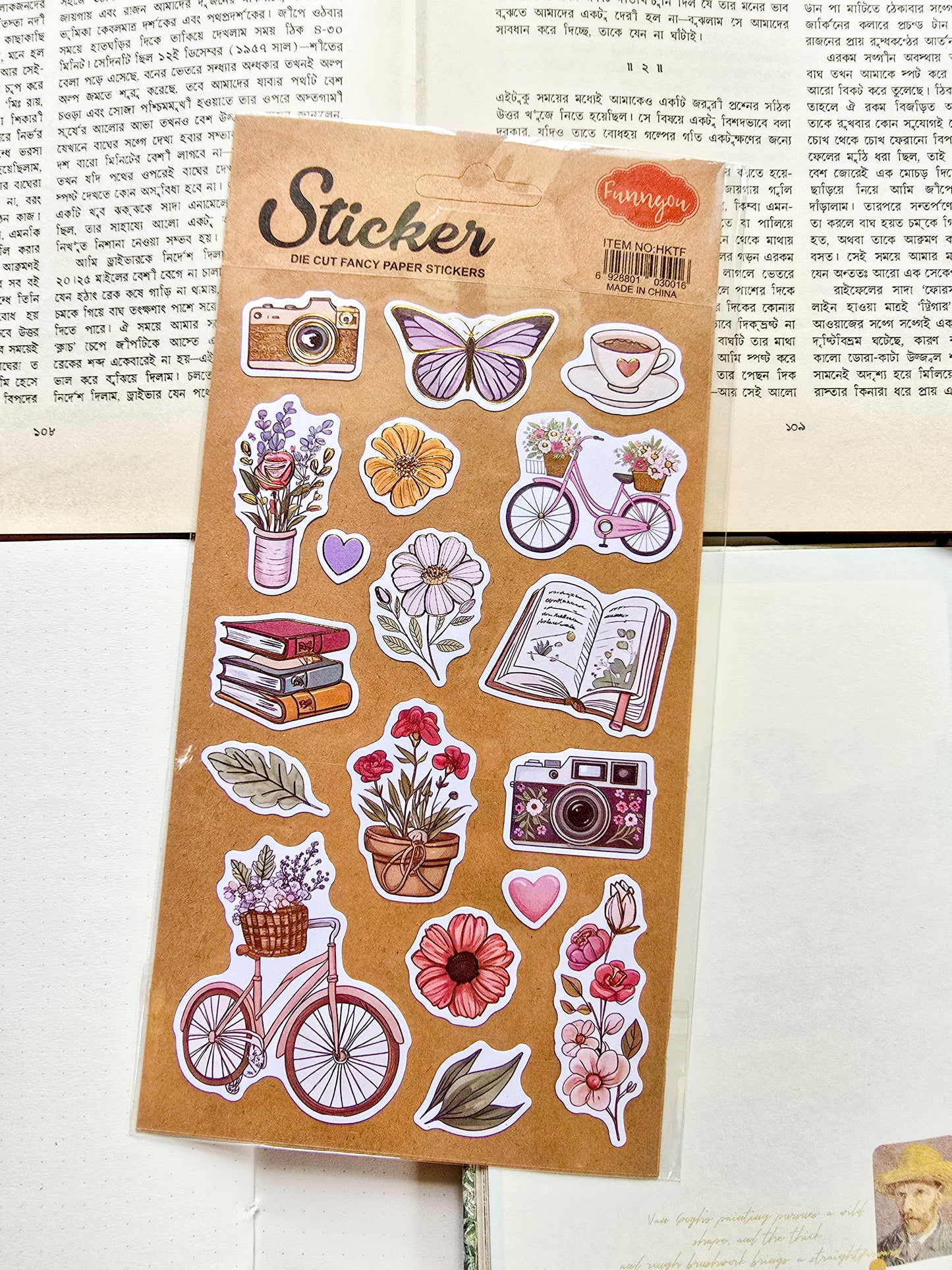 HKTF | DIE Cut Fancy Paper Stickers 1pcs | 22×12.5mm
