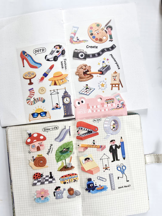 RCGQT-603 | Cartoon Pattern PET Sticker Little Things Adventure | 100*150mm