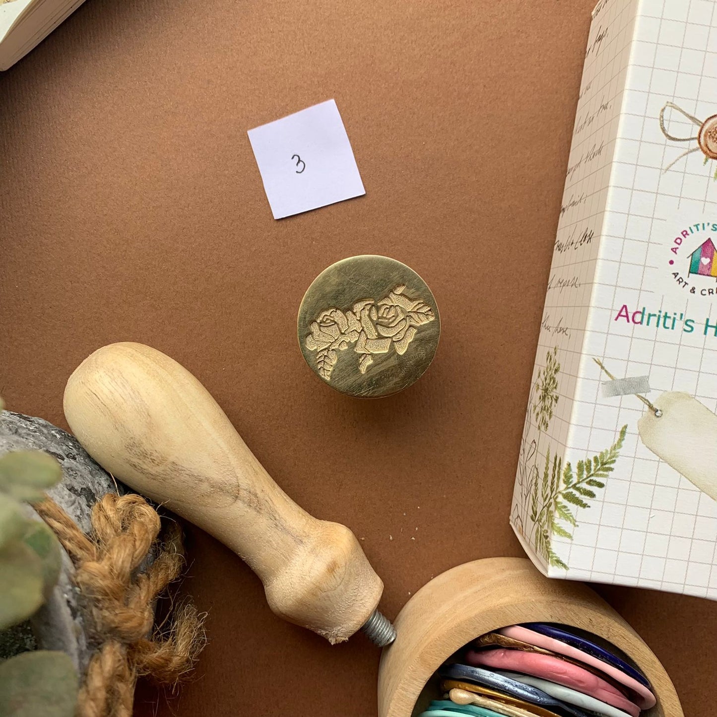 AW3 - Premium Seal Wax Stamp with Wooden Handle | 30mm Diameter