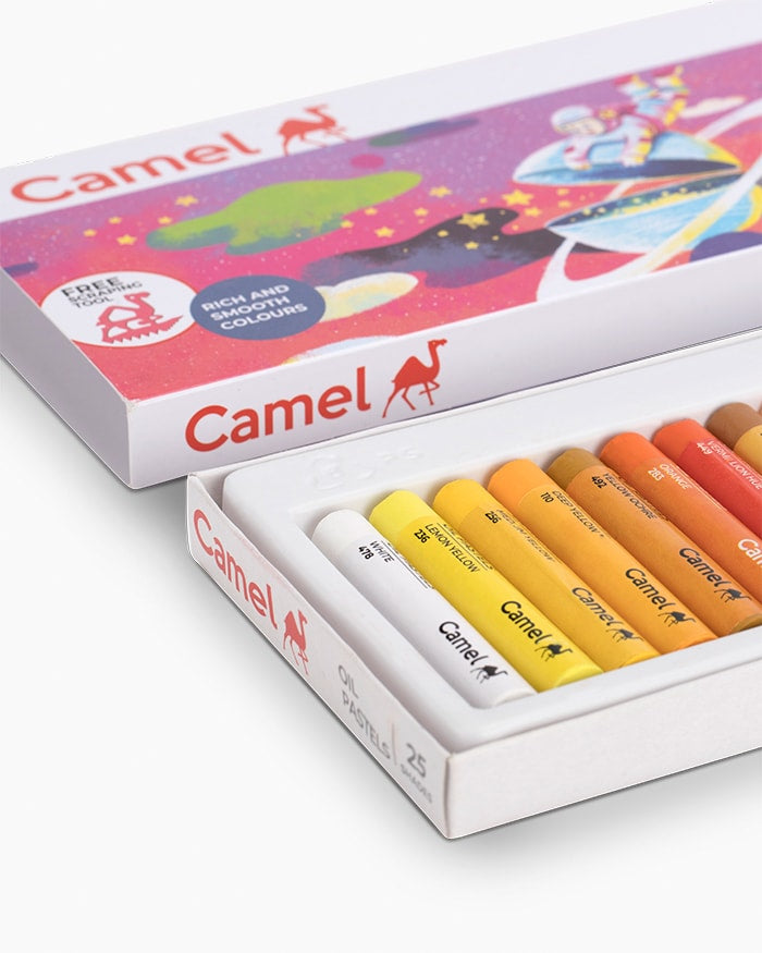 Camel Student Oil Pastels 25 Shades with Free Scraping Tool