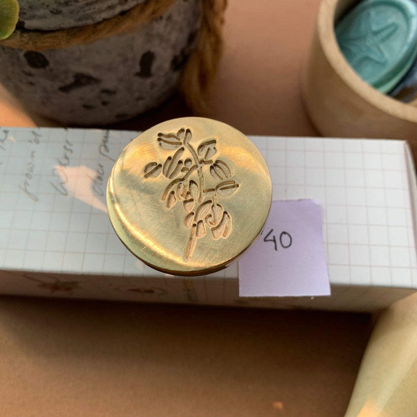 AW40 - Premium Seal Wax Stamp with Wooden Handle | 30mm Diameter
